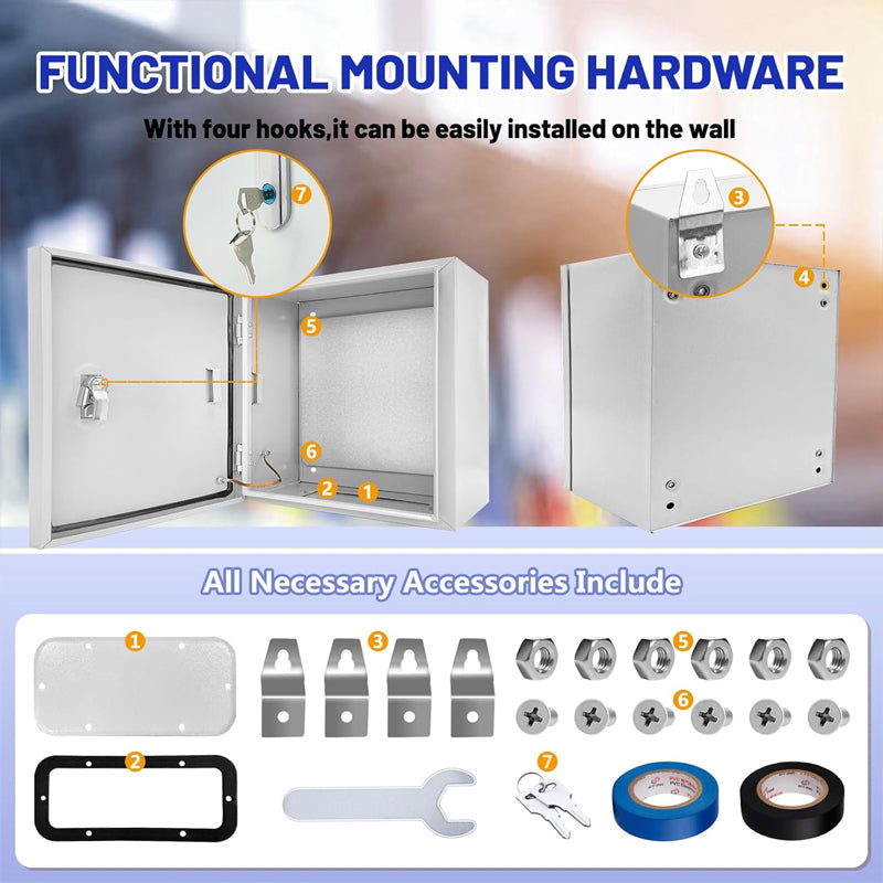 16" x 16" x 8" Outdoor Electrical Box Lockable Electrical Junction Box NEMA 4X Electrical Enclosure