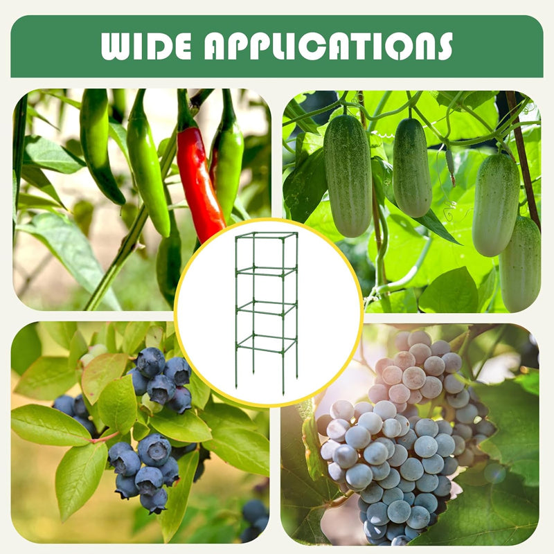 41.5 x 15 x 15 Inch Tomato Cages 8 pcs Garden Tomato Cage Square Plant Support Pole Steel Plant Tower