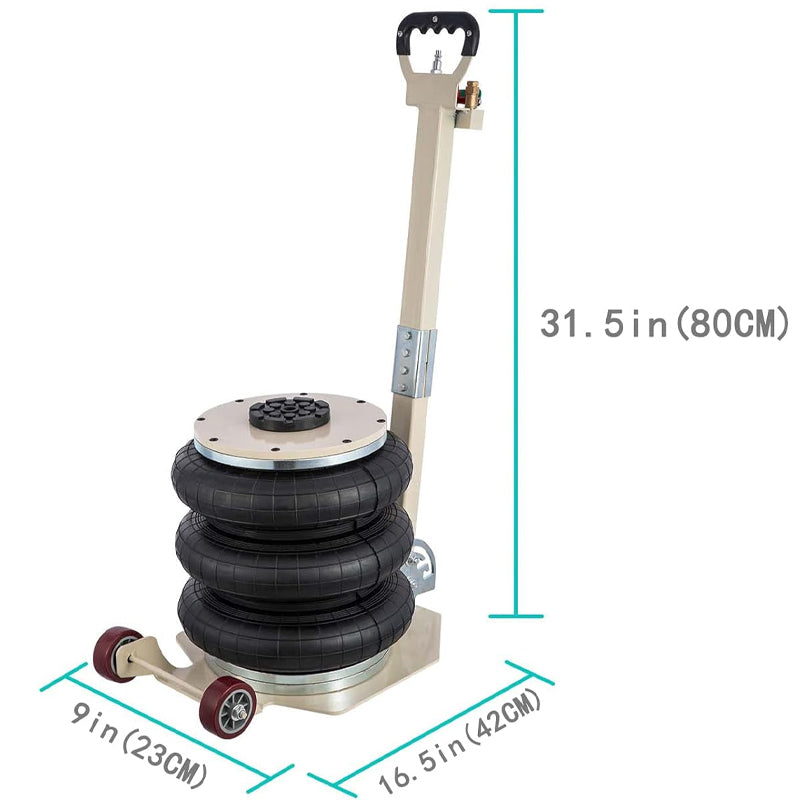5 Ton/11000 lbs Pneumatic Car Jack Adjustable Long-Handle Air Jack White Triple Bag Air Jack