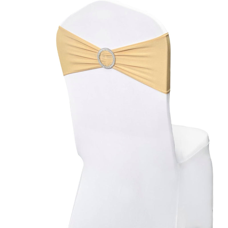 Stretch Spandex Chair Sashes 100PCS Spandex Chair Sashes Bands with Buckle Slider