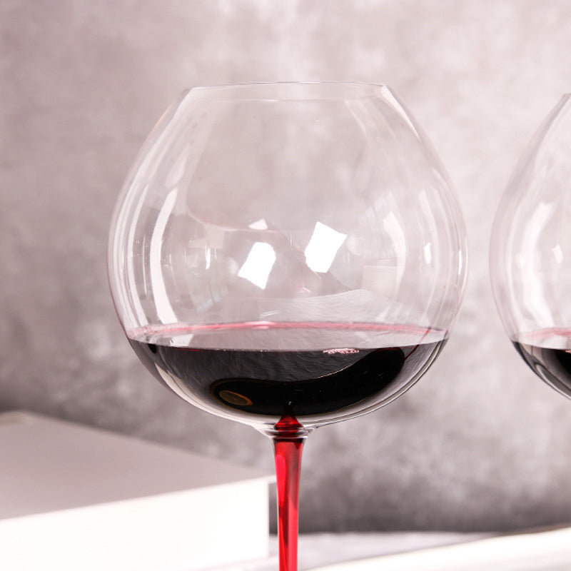 Crystal Wine Glass Stemware 850ml Burgundy Red Wine Goblet 10pcs Red Column Black Bottom
