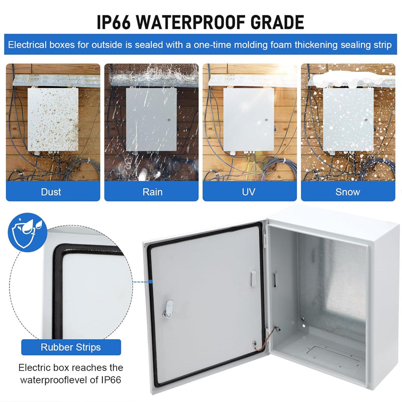 24" x 24" x 12" Outdoor Electrical Box Steel Electrical Enclosure with Mounting Plate Universal Junction Box
