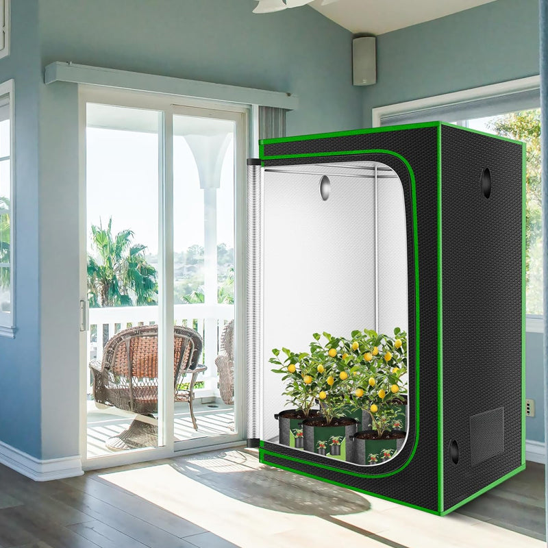 4x4 Grow Tent 48"x48"x80" Indoor Grow Tent High Reflective 600D Diamond Mylar Canvas