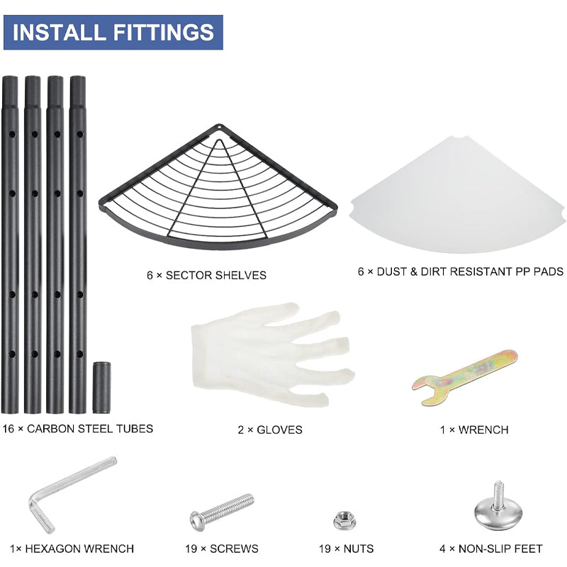 6-Tier Kitchen Cookware Stand Multi-layer Pot Rack Carbon Storage Organizer for Pans Pots and Kettles