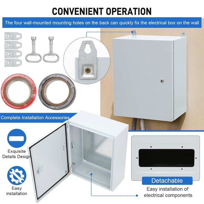 24" x 24" x 12" Outdoor Electrical Box Steel Electrical Enclosure with Mounting Plate Universal Junction Box