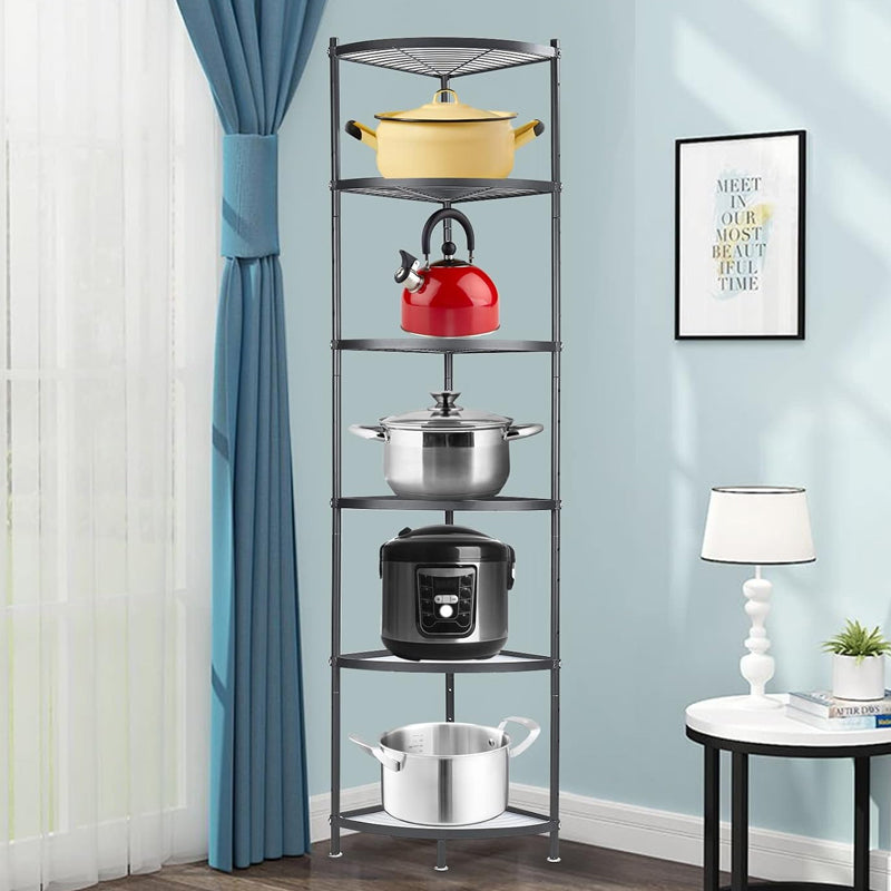 6-Tier Kitchen Cookware Stand Multi-layer Pot Rack Carbon Storage Organizer for Pans Pots and Kettles