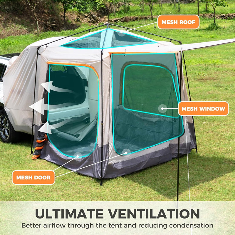 SUV Camping Tent Double Door Design Rainfly Waterproof Outdoor SUV Tent with Poles
