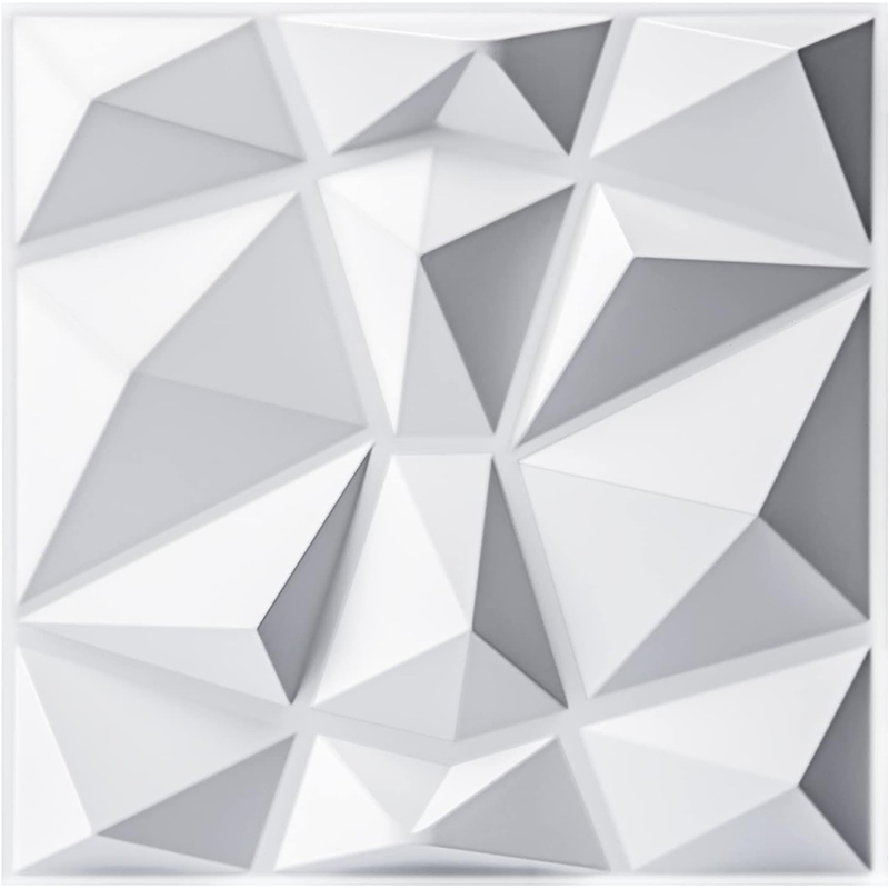 3D White Diamond Wall Panels, 30.5 x 30.5 cm, matte, white, pack of 33