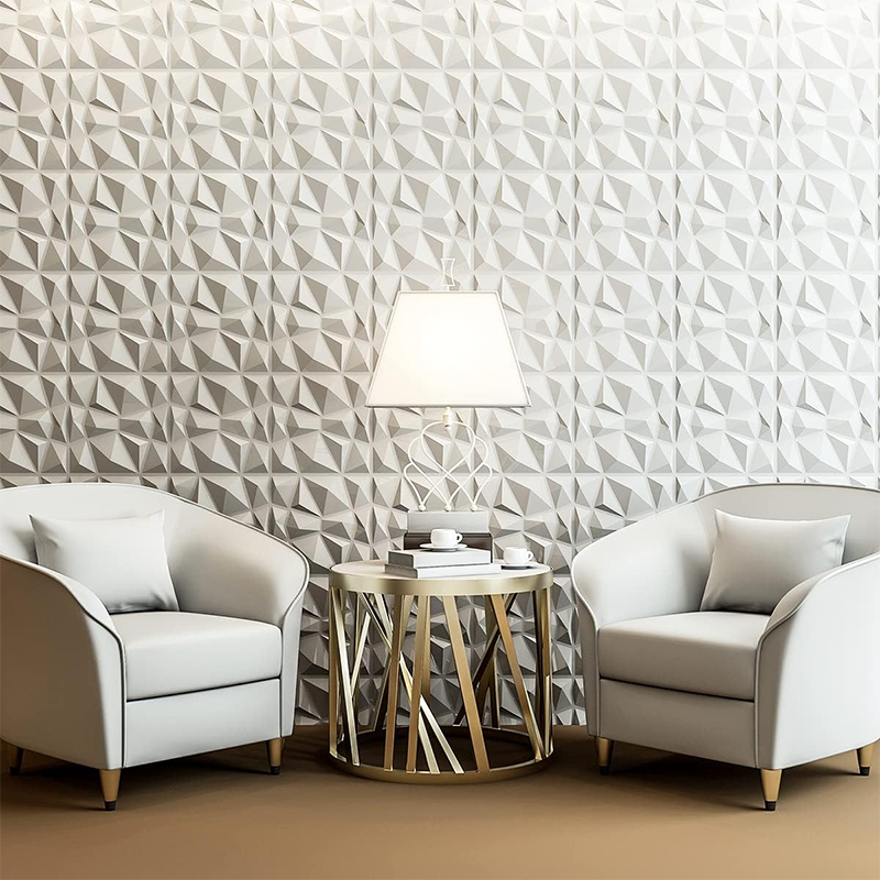 3D White Diamond Wall Panels, 30.5 x 30.5 cm, matte, white, pack of 33