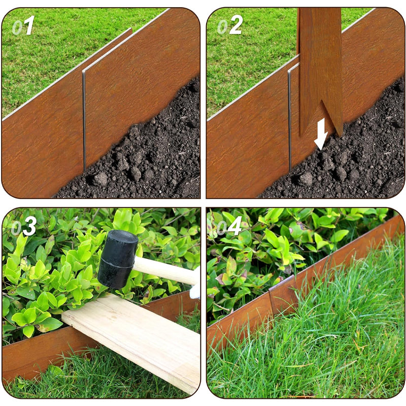 40" L x 6" H Steel Landscape Edging 6pcs Bendable Metal Landscape Edging with 7 Clips and Gloves