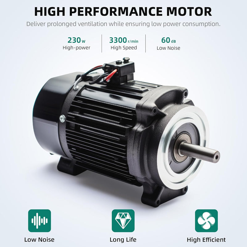 8 Inch Portable Ventilator Industrial Exhaust Fan with 16FT Ventilator Duct Hose Utility Blower