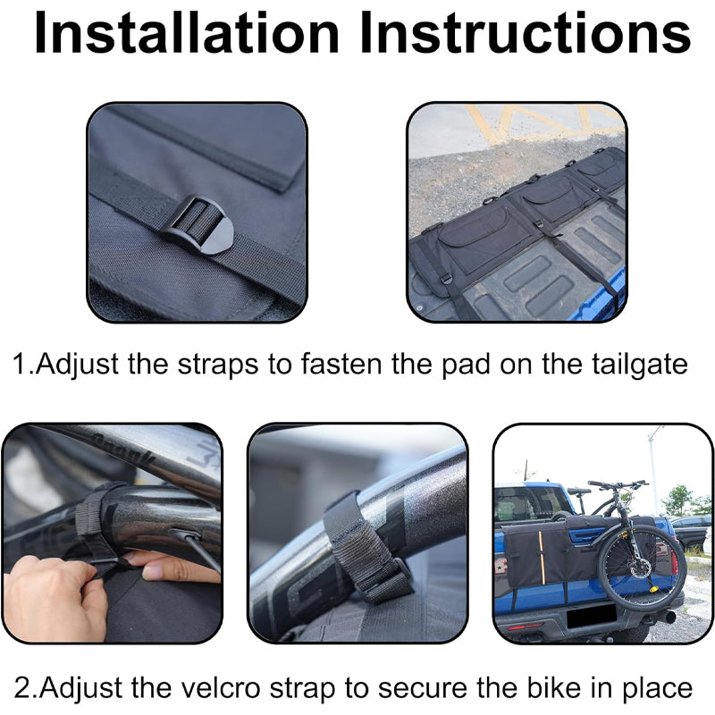 52'' Tailgate Pad 5-Bike Pickup Truck Tailgate Protection Pad with 3 Tool Pockets