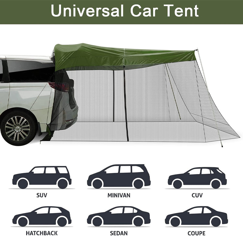 Car Awning with Mosquito Net Cars SUVs MVPs Sun Shelter Portable Shade Canopy Outdoor Camping