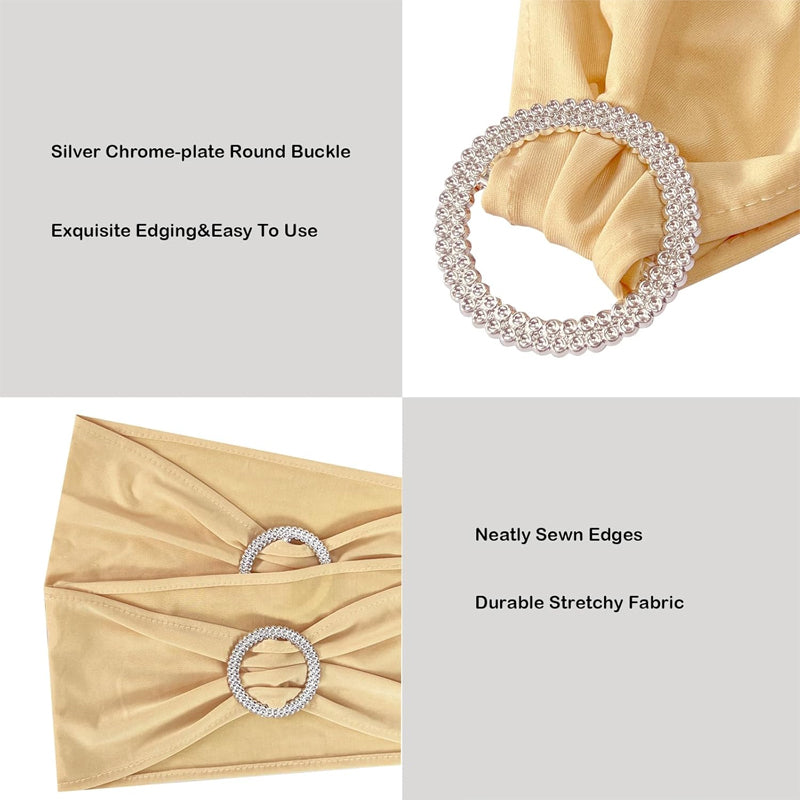 Stretch Spandex Chair Sashes 100PCS Spandex Chair Sashes Bands with Buckle Slider