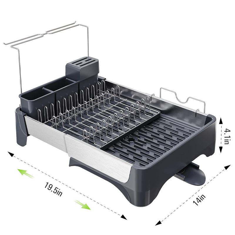 Stainless Steel Dish Drying Rack Expandable Utensil Holder Large Capacity Dish Drainer