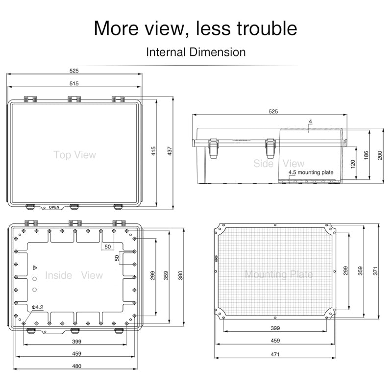 20.3" x 16.4" x 7.9" Alloy Plastic Electrical Enclosure IP67 Outdoor Junction Box Enclosure Box