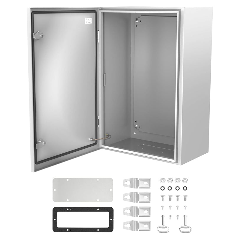 24" x 16" x 10" Steel Electrical Enclosure IP66 Waterproof Electrical Junction Box with Mounting Plate