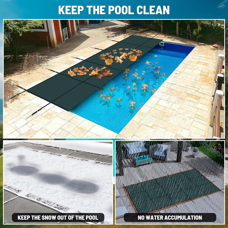 16x40ft Polypropylene Pool Safety Cover Mesh Solid Pool Safety Cover for Swimming Pool Winter Safety Cover