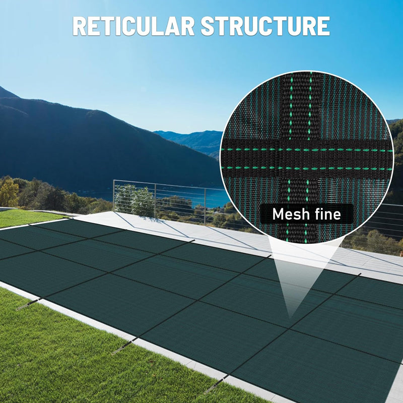 16x40ft Polypropylene Pool Safety Cover Mesh Solid Pool Safety Cover for Swimming Pool Winter Safety Cover