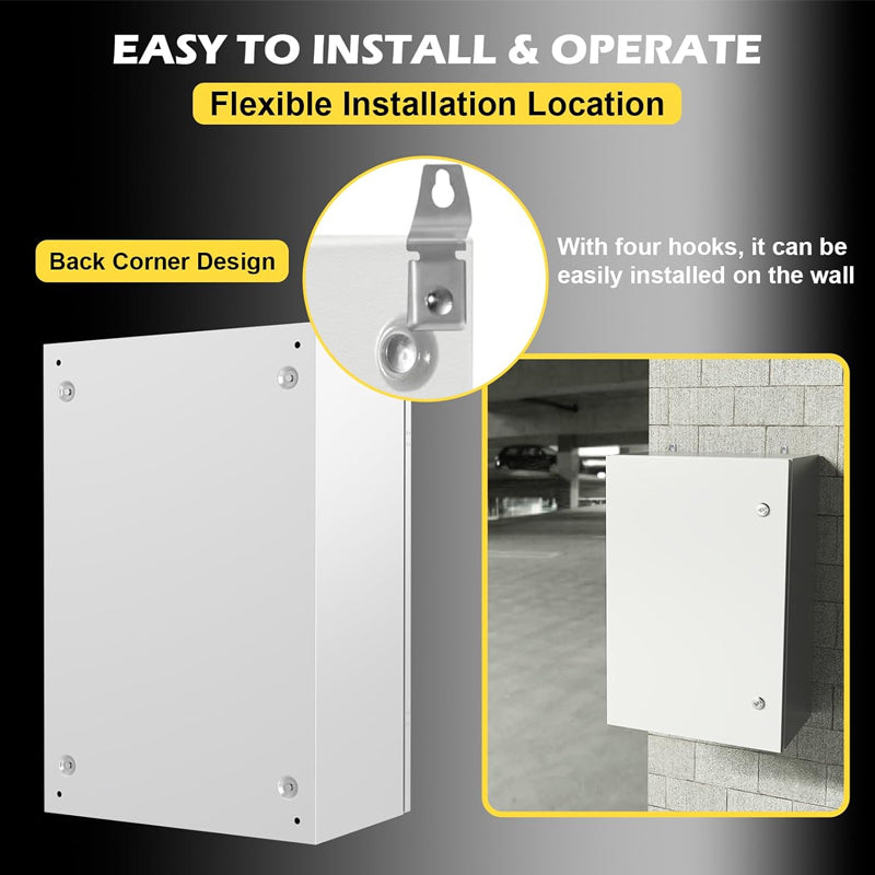 24" x 16" x 10" Steel Electrical Enclosure IP66 Waterproof Electrical Junction Box with Mounting Plate