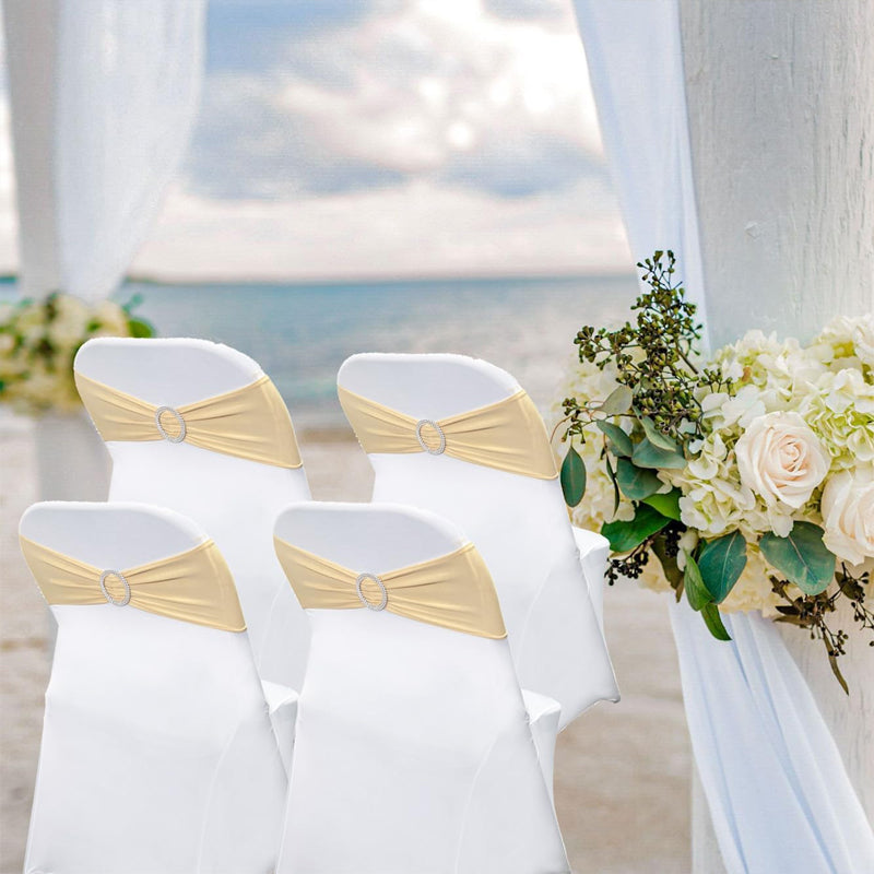 Stretch Spandex Chair Sashes 100PCS Spandex Chair Sashes Bands with Buckle Slider