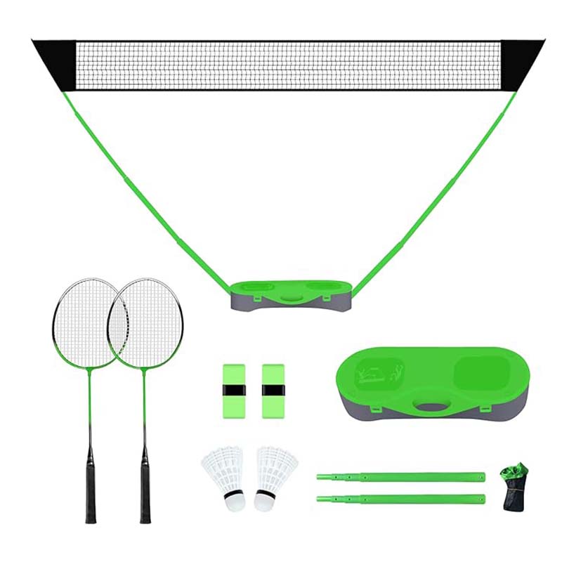 Portable Badminton Net Set with Storage Base, Folding Volleyball Badminton Net with 2 Badminton Rackets 2 Shuttlecocks 10x5 ft Net, Easy Setup
