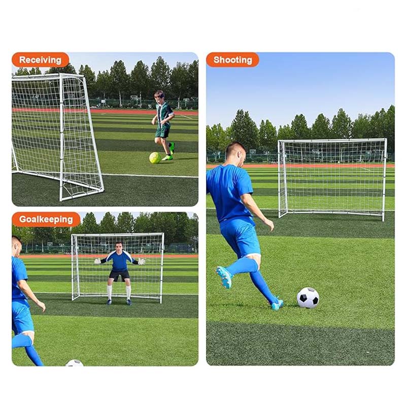 Soccer Rebound Trainer, 8x6FT Iron Soccer Training Equipment,Sports Football Rebounder Wall with Double-Sided Rebounding Net & Goal, Perfect for Backyard Practicing, Solo Training, Passing