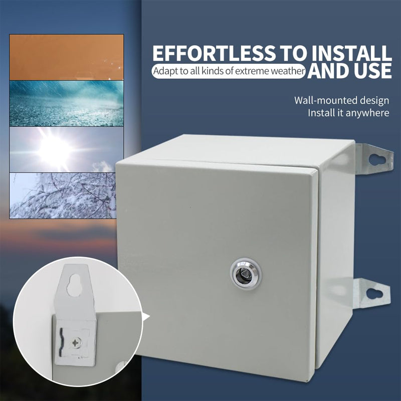 8" x 8" x 6" Versatile Electrical Enclosure Waterproof Metal Lock Box Electrical Junction Box
