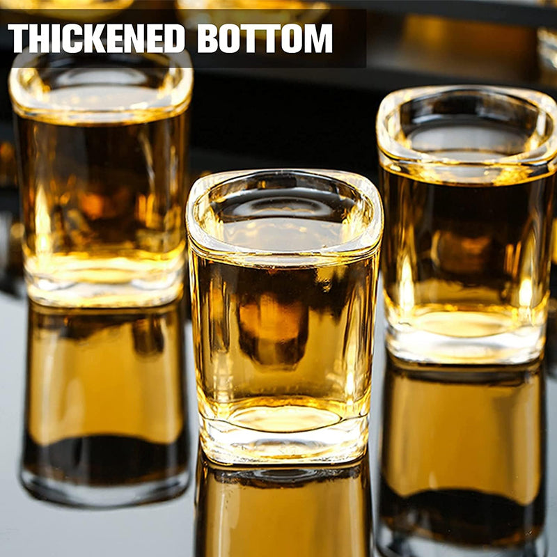 65ml/2.2oz Heavy Base Spirits Shot Glass Small Square Shot Glass for Vodka Whiskey Tequila