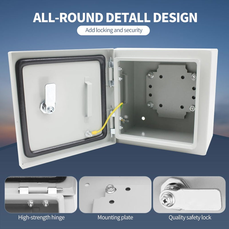 8" x 8" x 6" Versatile Electrical Enclosure Waterproof Metal Lock Box Electrical Junction Box