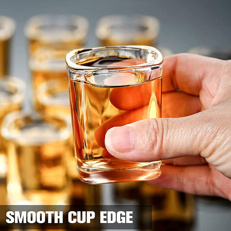 65ml/2.2oz Heavy Base Spirits Shot Glass Small Square Shot Glass for Vodka Whiskey Tequila