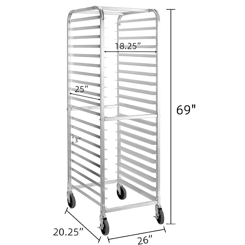 20-Tier Bun Pan Rack 75 lb Capacity Bakery Racking for Kitchen Restaurant Pizzeria Aluminum Rack