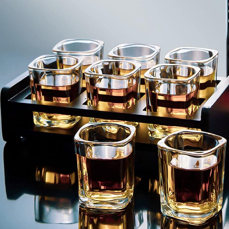 65ml/2.2oz Heavy Base Spirits Shot Glass Small Square Shot Glass for Vodka Whiskey Tequila
