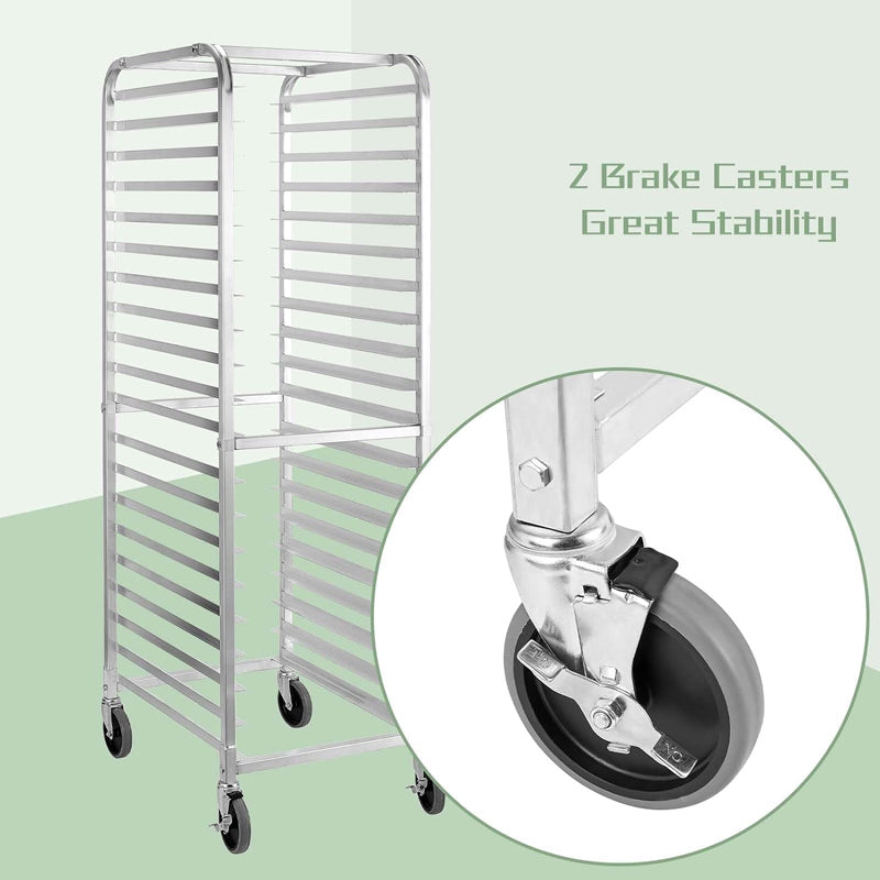 20-Tier Bun Pan Rack 75 lb Capacity Bakery Racking for Kitchen Restaurant Pizzeria Aluminum Rack