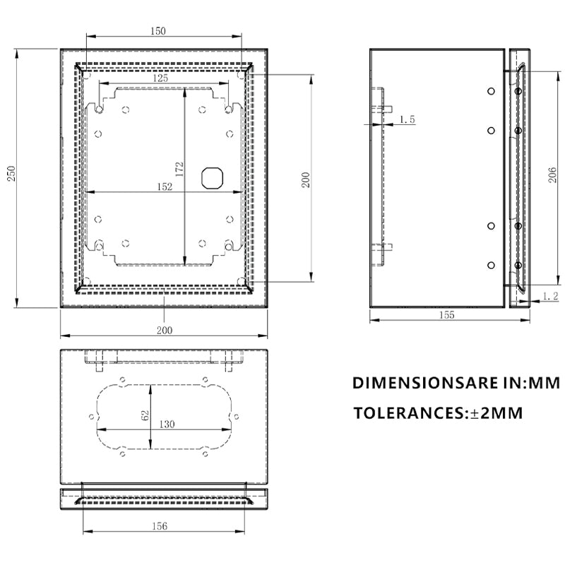 10" x 8" x 6" Wall-Mounted Electronic Enclosure Steel Electrical Box IP65 Weatherproof Metal Box
