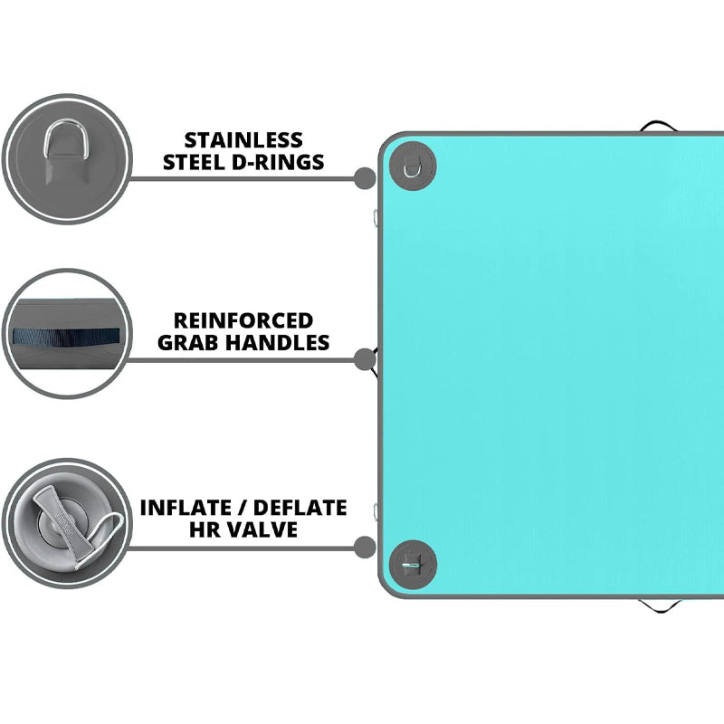 8 x 6ft Inflatable Floating Dock with Detachable Ladder and Portable Carrying Bag Floating Platform Island Raft