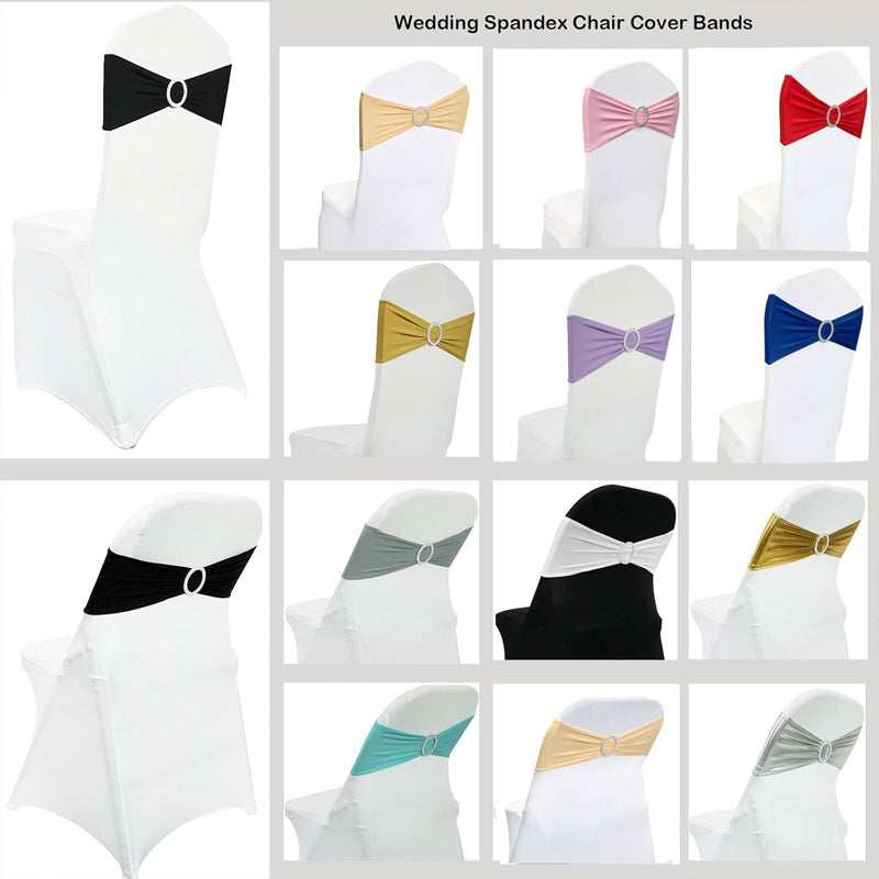 Stretch Spandex Chair Sashes 100PCS Spandex Chair Sashes Bands with Buckle Slider