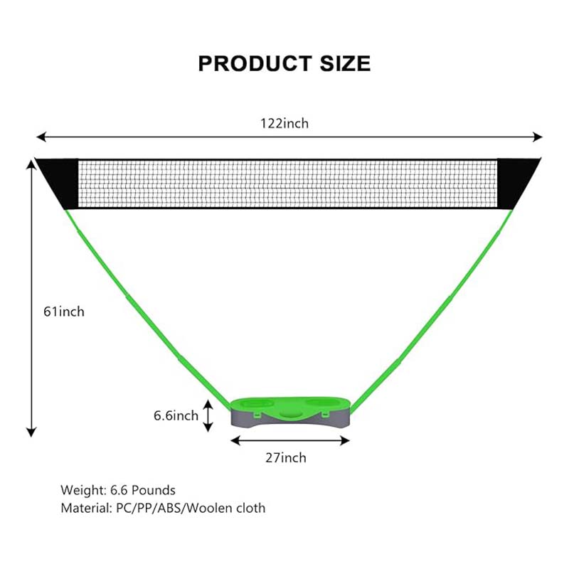 Portable Badminton Net Set with Storage Base, Folding Volleyball Badminton Net with 2 Badminton Rackets 2 Shuttlecocks 10x5 ft Net, Easy Setup