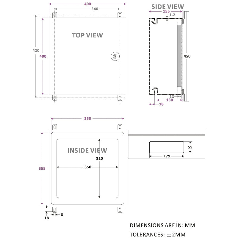 16" x 16" x 6" Outdoor/Indoor Electrical Junction Box Wall-Mounted Electrical Enclosure Box