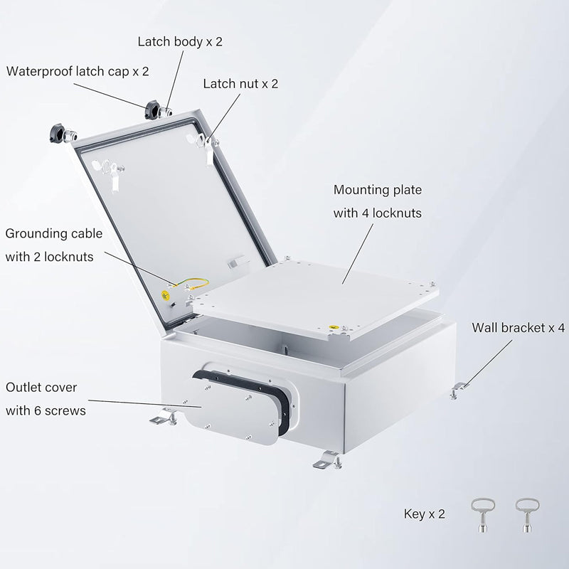 16" x 16" x 6" Outdoor/Indoor Electrical Junction Box Wall-Mounted Electrical Enclosure Box