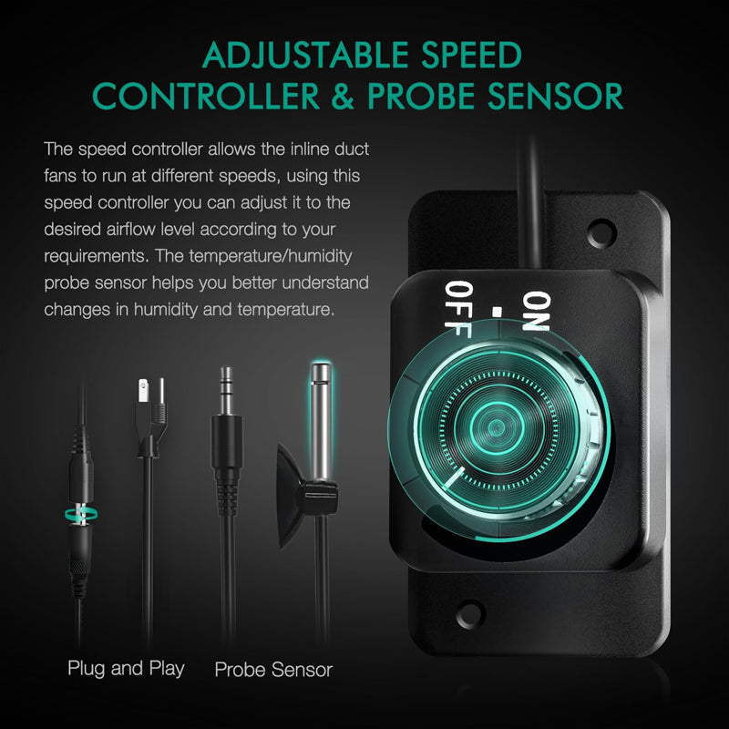 6 Inch Smart Inline Duct Fan 402 CFM App Control Ventilation Exhaust Fan Exhaust Blower Kit