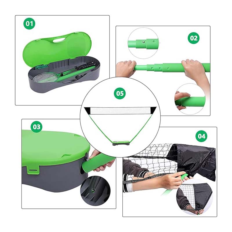 Portable Badminton Net Set with Storage Base, Folding Volleyball Badminton Net with 2 Badminton Rackets 2 Shuttlecocks 10x5 ft Net, Easy Setup