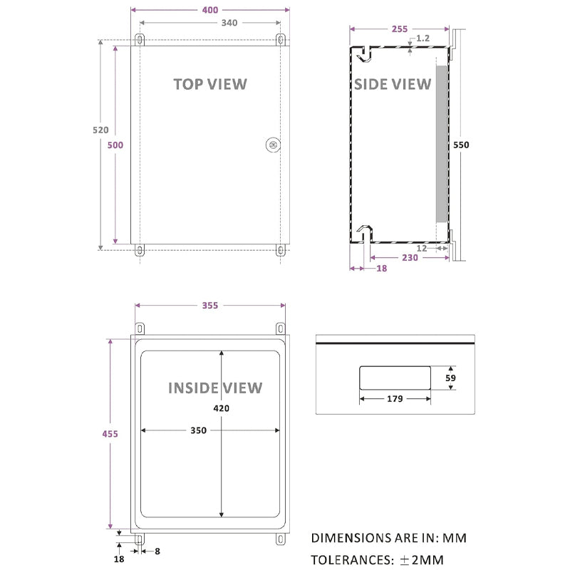 20" x 16" x 10" IP65 Electrical Enclosure with Mounting Plate and Wall Bracket Electronic Equipment Box