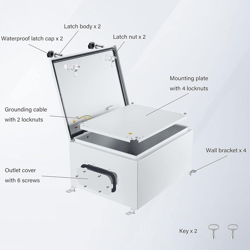 20" x 16" x 10" IP65 Electrical Enclosure with Mounting Plate and Wall Bracket Electronic Equipment Box
