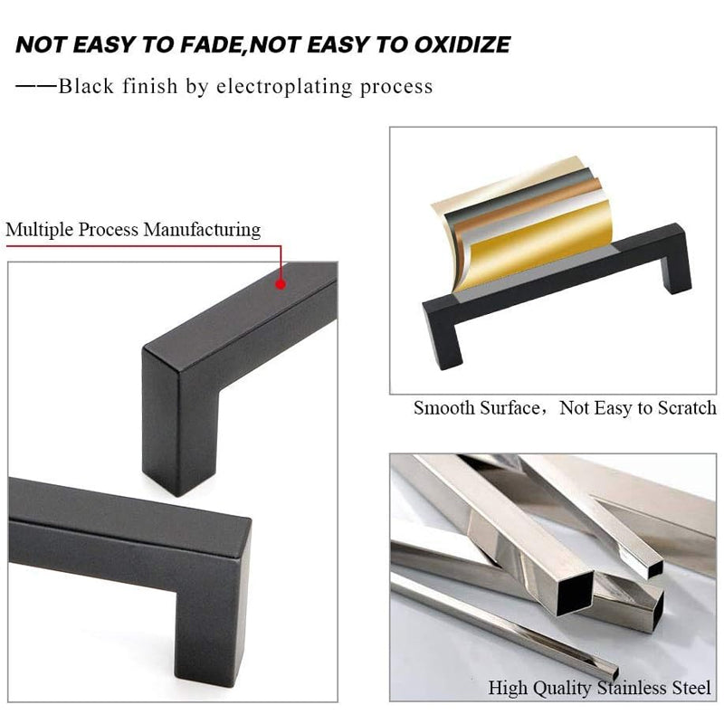 6 1/4 Inch Square Cabinet Pulls 10pcs Stainless Steel 160mm Center to Center Slim Cabinet Handles