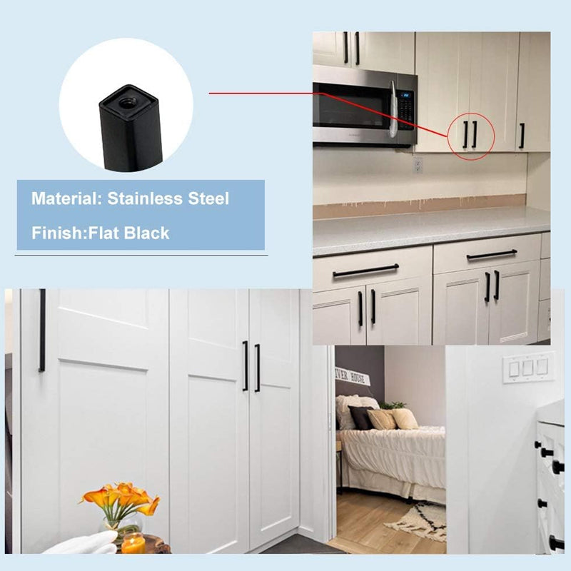 6 1/4 Inch Square Cabinet Pulls 10pcs Stainless Steel 160mm Center to Center Slim Cabinet Handles