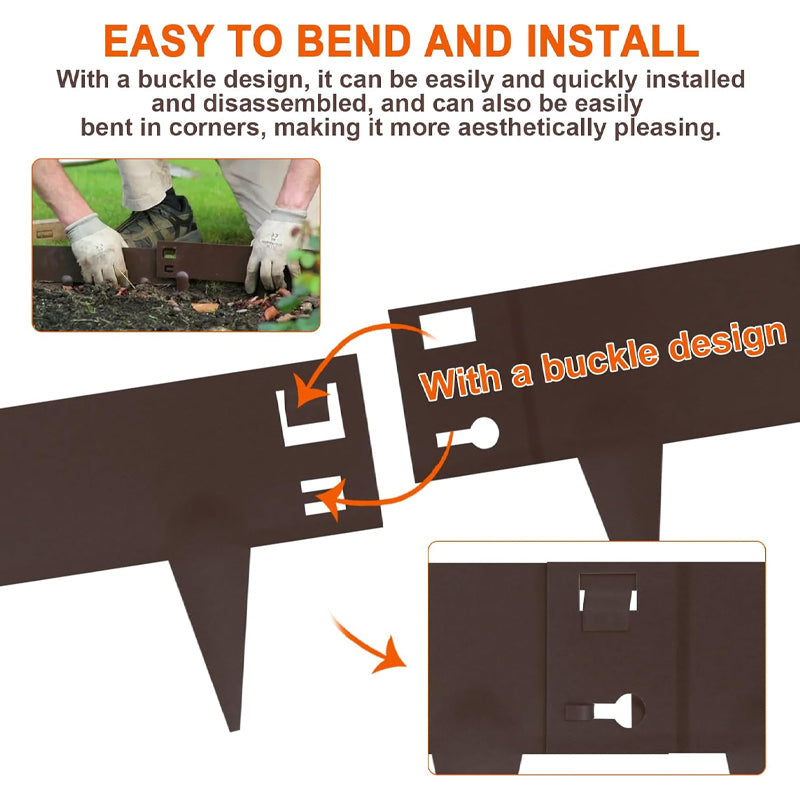 40" L × 6" H Metal Landscape Edging 3" Spike Height 5 Pack Bendable Steel Landscape Edging