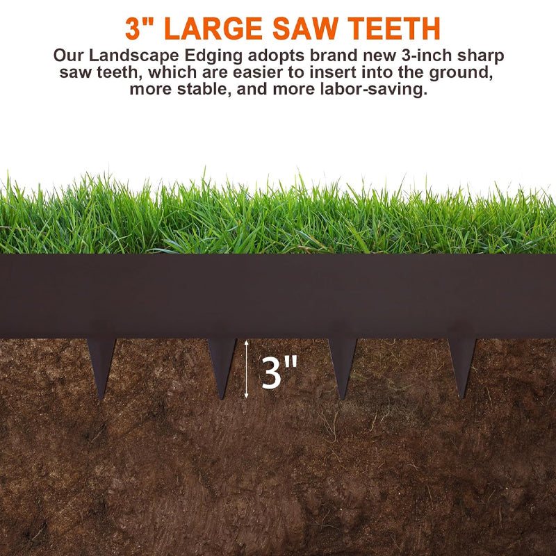 40" L × 6" H Metal Landscape Edging 3" Spike Height 5 Pack Bendable Steel Landscape Edging