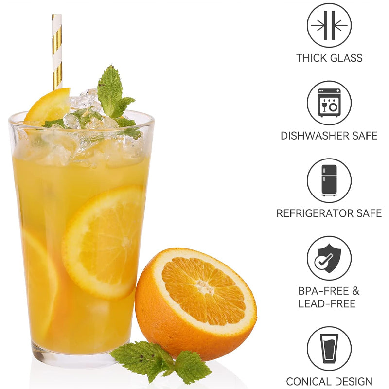 480ml/16oz Beer Pint Glass Lead-Free Glass Highball Glass Cold Beverages Drinking Glass