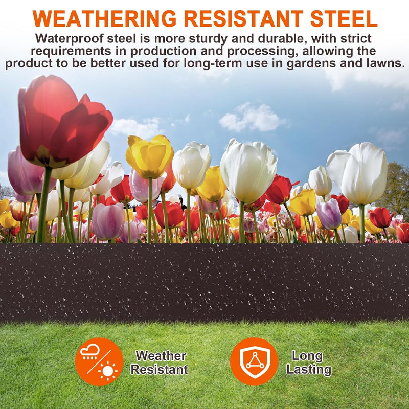 40" L × 6" H Metal Landscape Edging 3" Spike Height 5 Pack Bendable Steel Landscape Edging